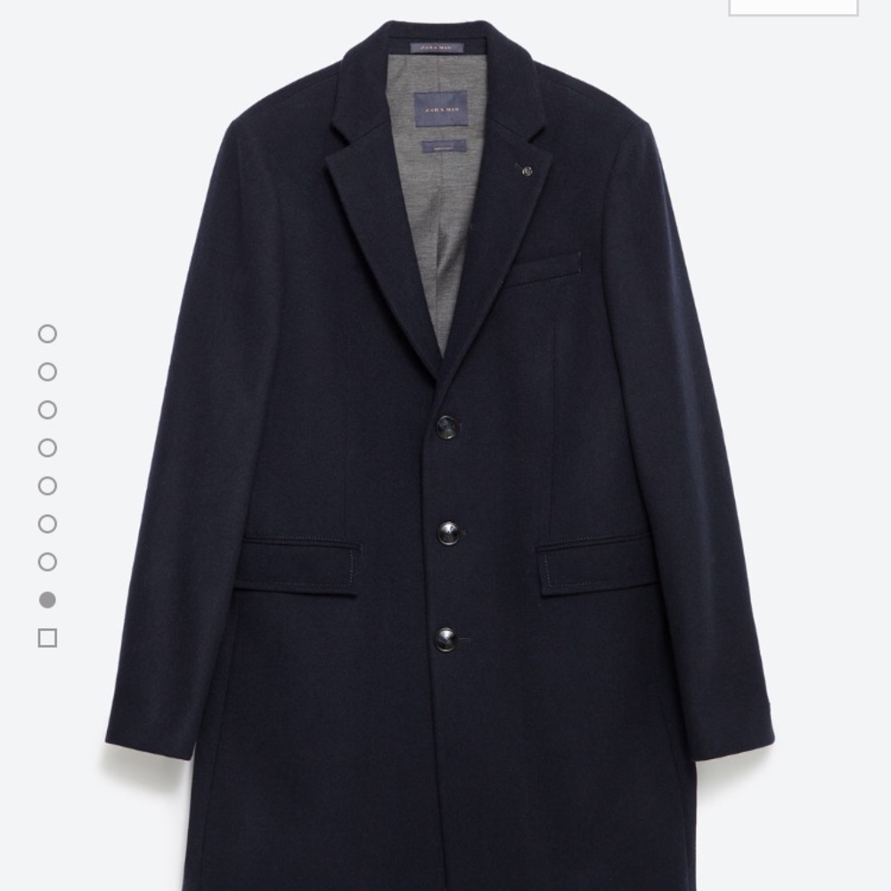 Zara men long coat with lapels (navy blue)